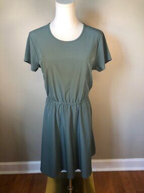 Duluth Trading Co Short Sleeve A-Line Green Dress Sporty Elegance Size XS